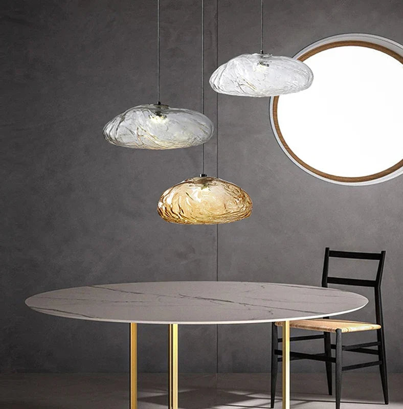 lustre en verre design créatif nuage luminaire décoratif intérieur
