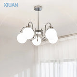 lustre moderne en chrome avec suspension en verre