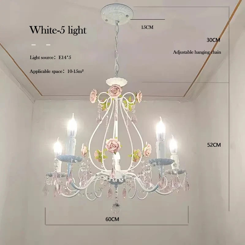 lustre en cristal bouquet floral style pastoral pour chambre d'enfant