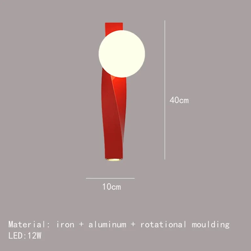 applique murale led en aluminium et verre rotatif