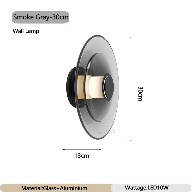 Creative Art Glass Wall Lamps Bedroom Bedside Light Amber Smoke Gray Living Room Decorative Wall Light Aisle Hallway Entrance