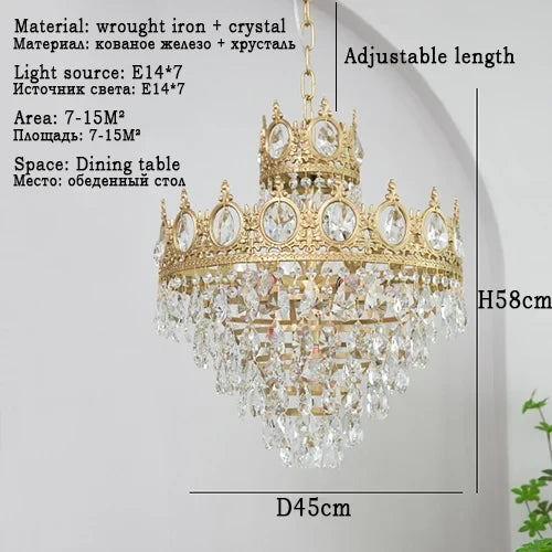 lustre rétro en cristal pour éclairage intérieur décoratif