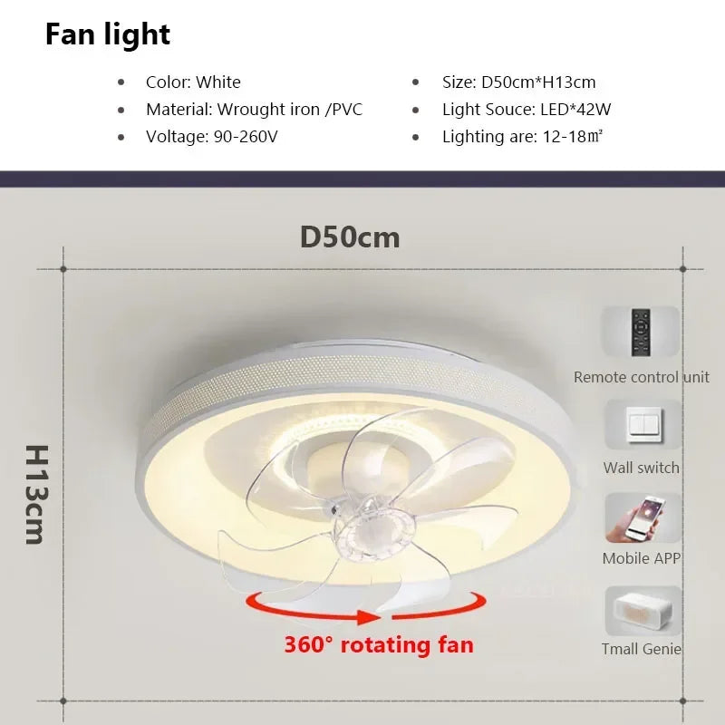plafonnier moderne à leds avec ventilateur et télécommande