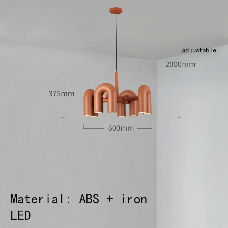 lustre art déco u tube en métal avec cordon réglable