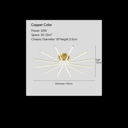 plafonnier led moderne en cuivre pour décoration artistique