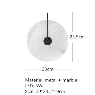 applique murale led dorée en métal et marbre naturel pour éclairage moderne