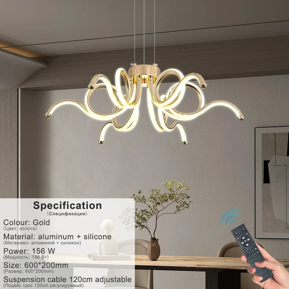 lustre moderne doré artpad avec télécommande pour éclairage intérieur