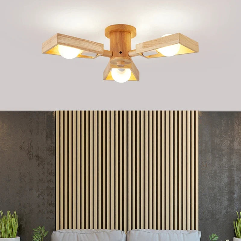 lustre suspendu en bois d'éclairage d'arbre nordique pour décoration