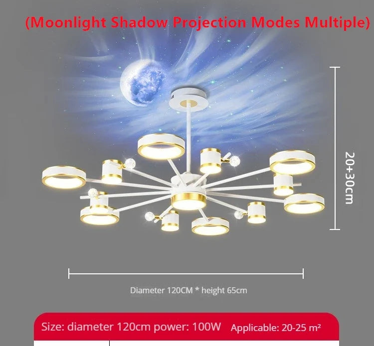 lustre led d'aurores boréales en cristal luxueux suspendu au plafond