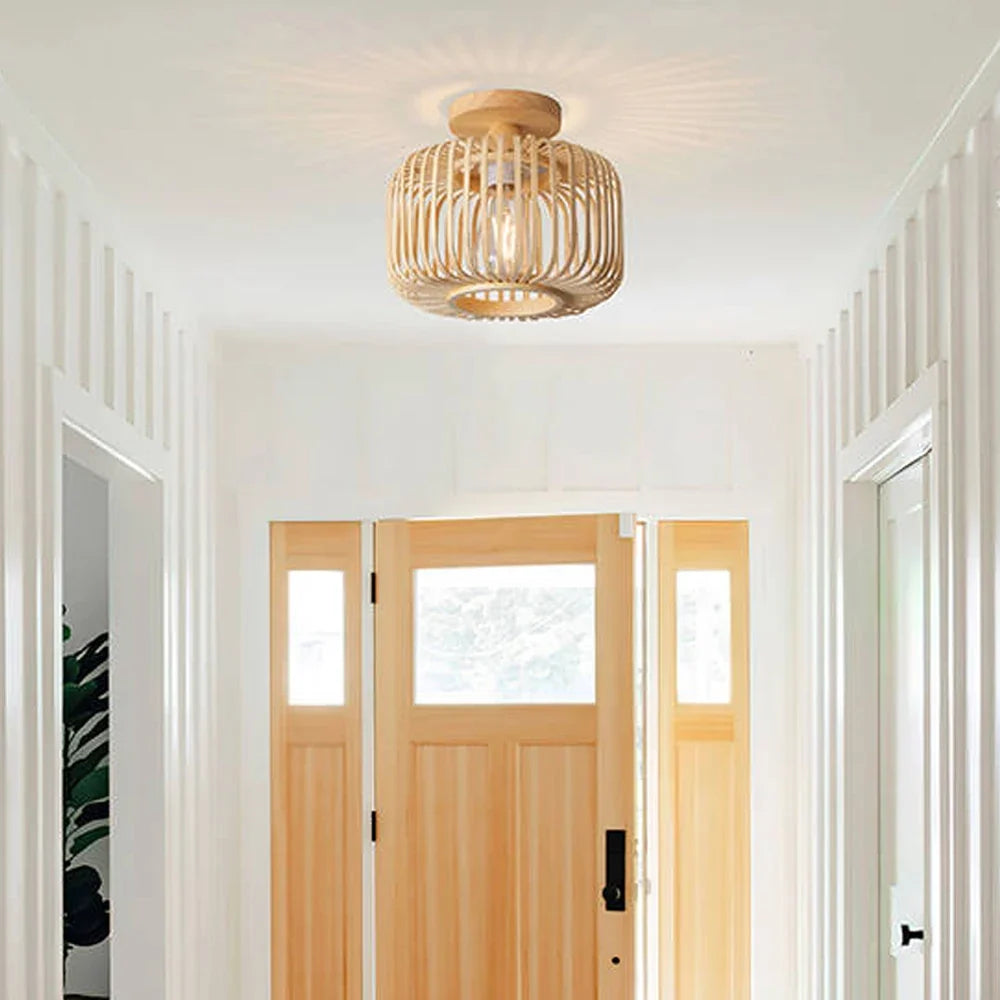 plafonnier en bambou tricoté à la main pour décoration créative