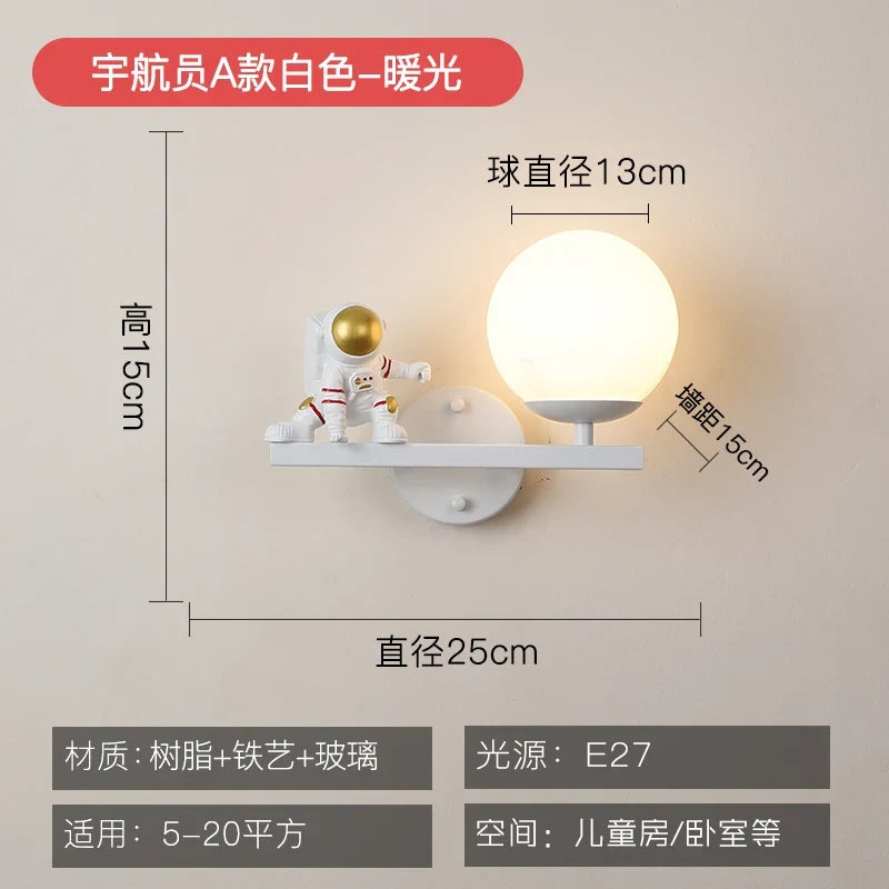 applique murale dessin animé astronaute lampe led pour enfants