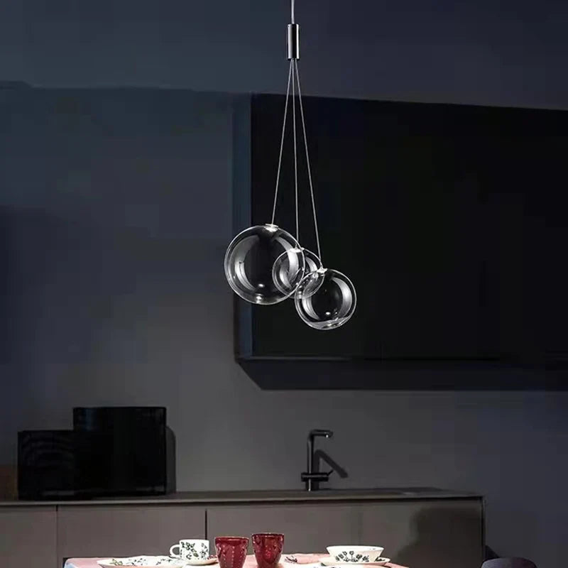 suspension bubble ball led en verre avec fil réglable
