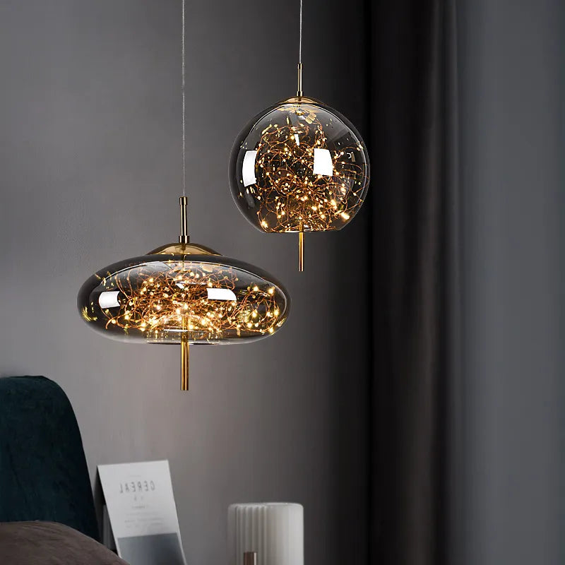 Lustre de chevet rouge en filet nordique pour fille