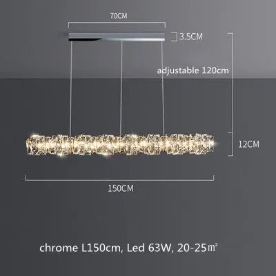 lustre cristal moderne avec télécommande dimmable pour restaurant