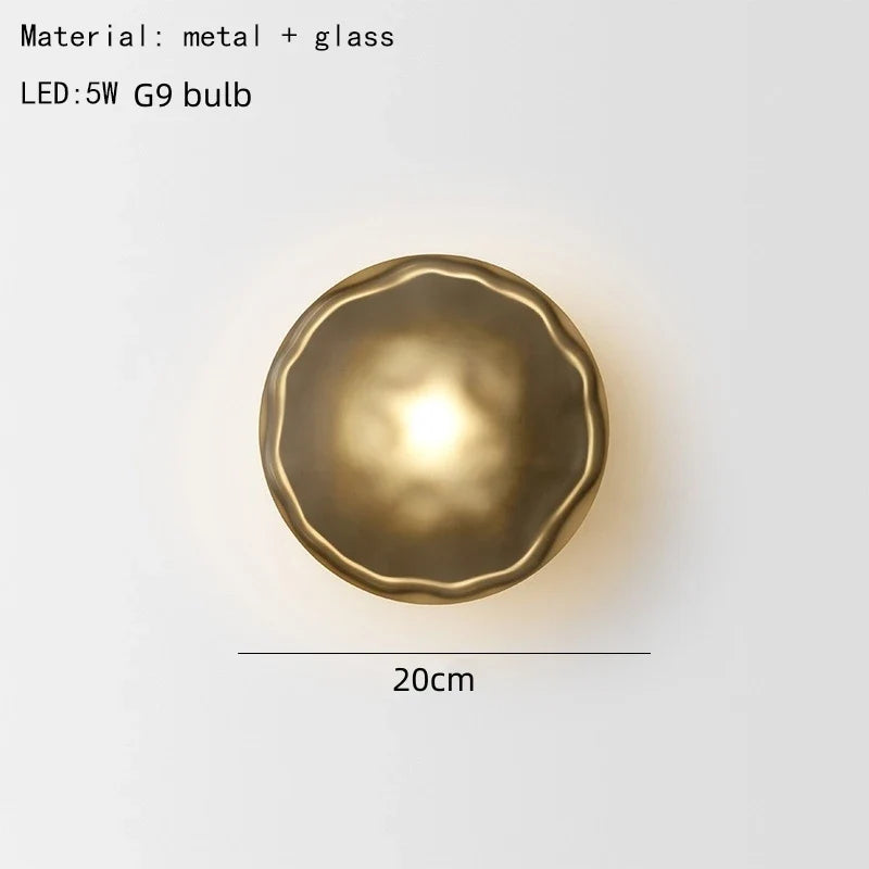 applique murale nordique en verre transparent avec lampe en métal