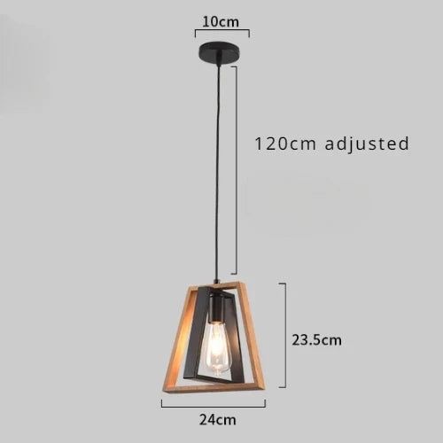 suspension en bois trapézoïdal double couche style industriel rétro