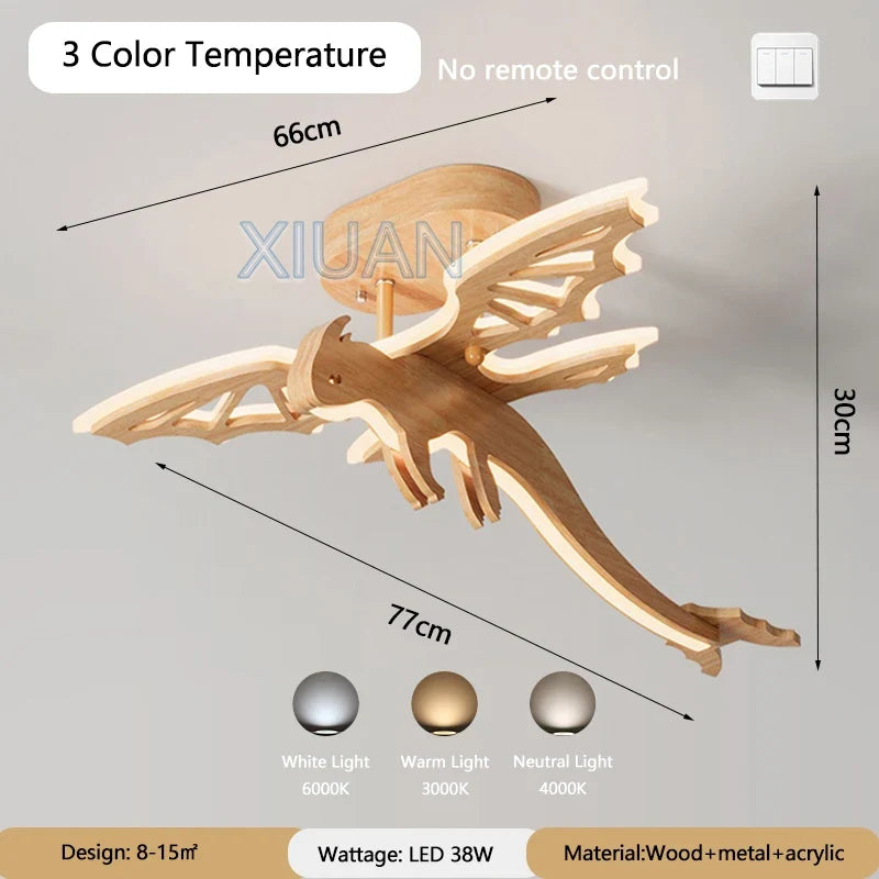 lustre dinosaure en bois pour chambre enfant et salle de jeux