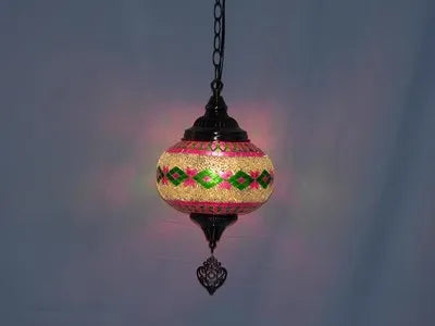 suspension vintage en verre teinté style bohème fait main en turquie