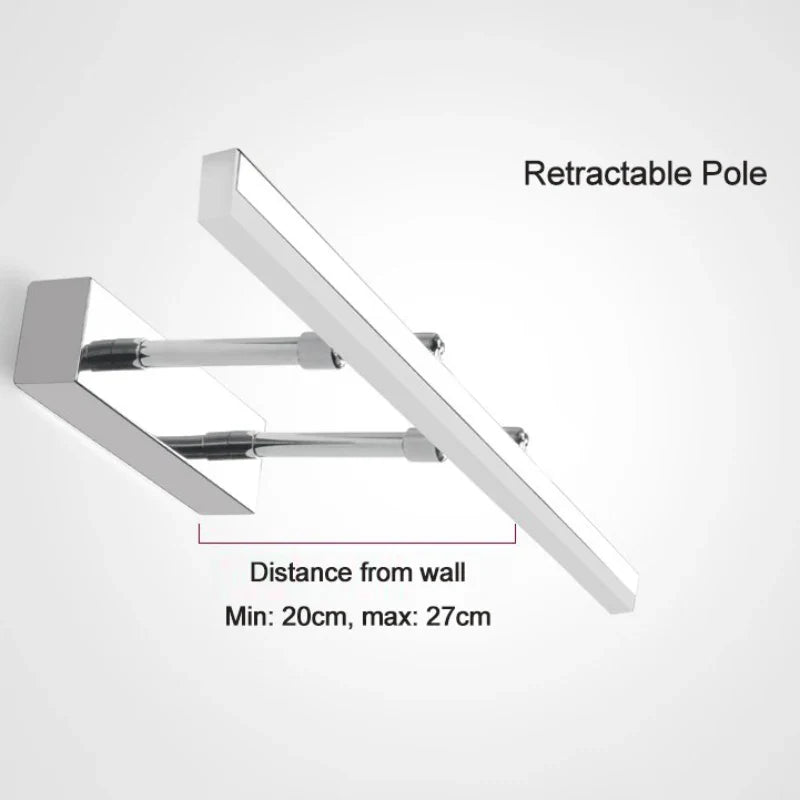 lampe frontale à miroir rétractable pour toilettes