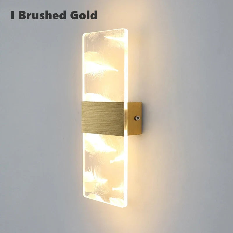 applique murale led nordique en acrylique doré brossé décoration intérieure