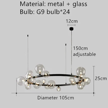 suspension led boule à bulles réglable en hauteur