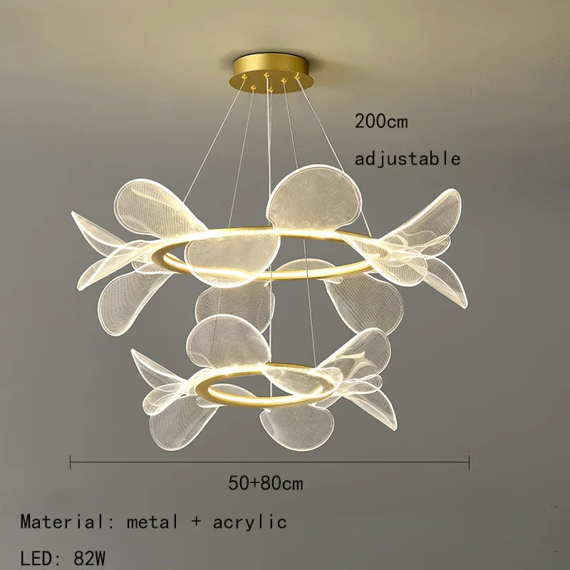 lustre led moderne en acrylique forme de fleur luxueux