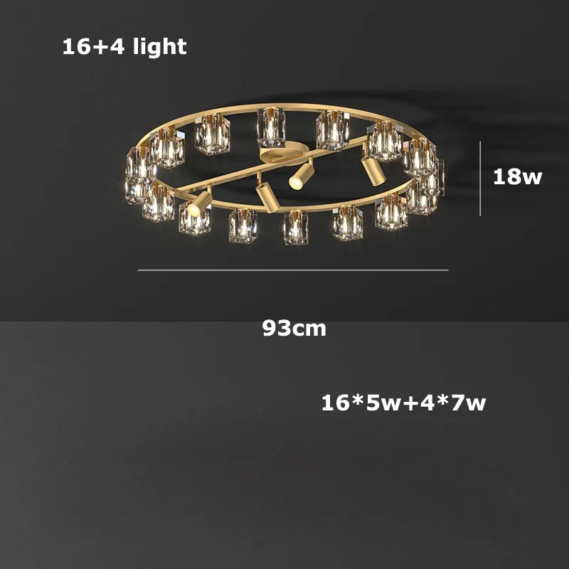 lustre en cuivre et cristal pour décoration moderne 2024