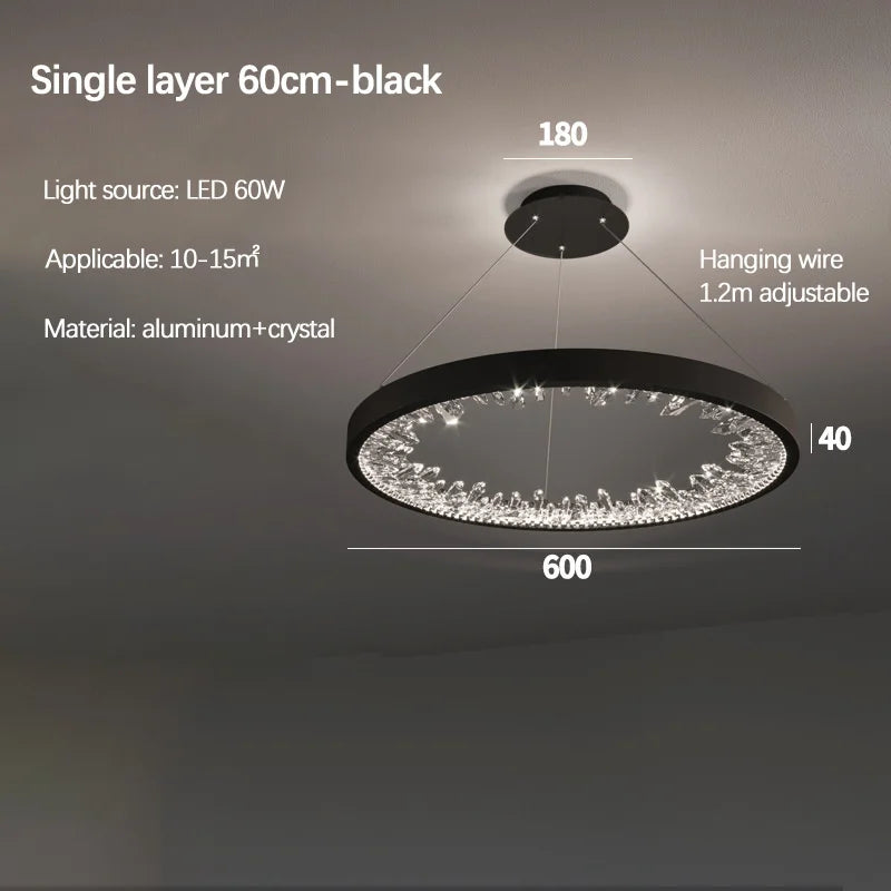 lustre en cristal design luxe avec éclairage led