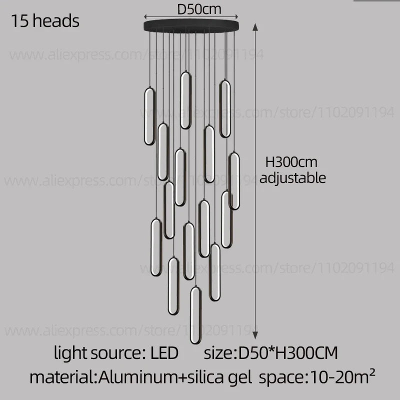 lustre ovale led minimaliste pour duplex hôtel penthouse