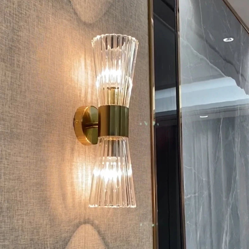 applique murale moderne en acier inoxydable avec verre transparent