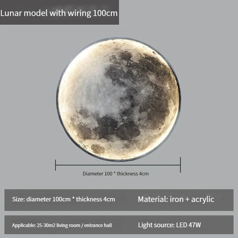 applique murale lune moderne avec intensité variable et télécommande led