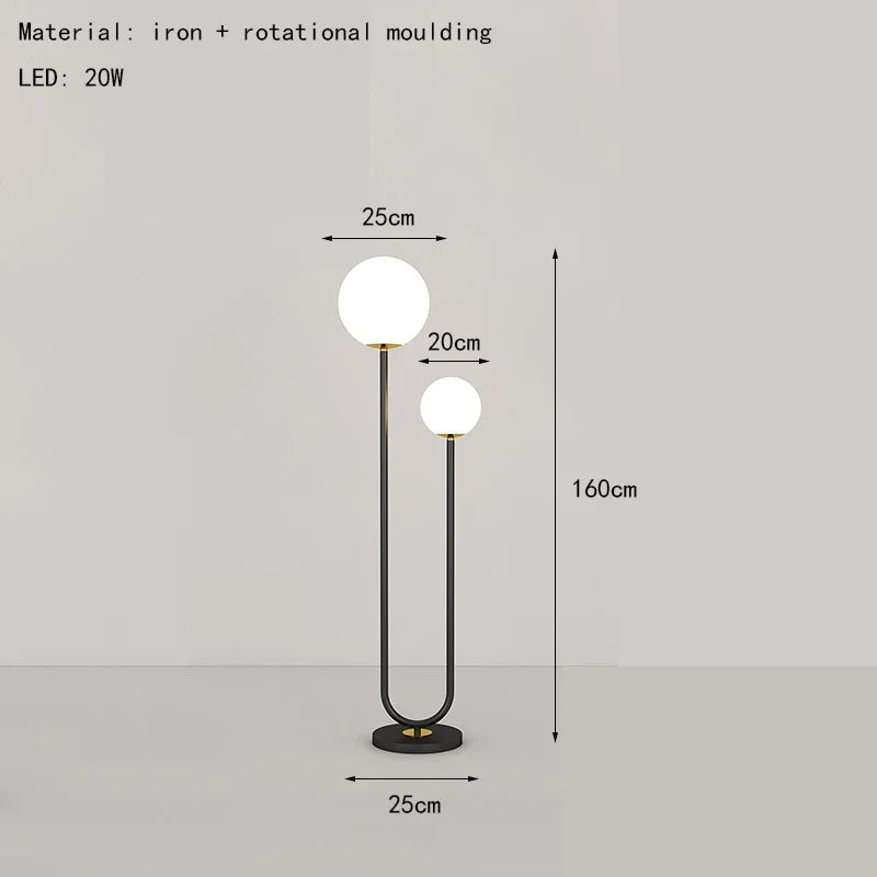 lampadaire en métal avec 3 gradations verre simple