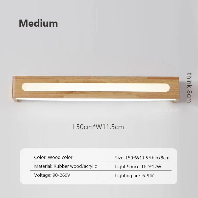 applique murale led nordique simple en bois pour éclairage intérieur