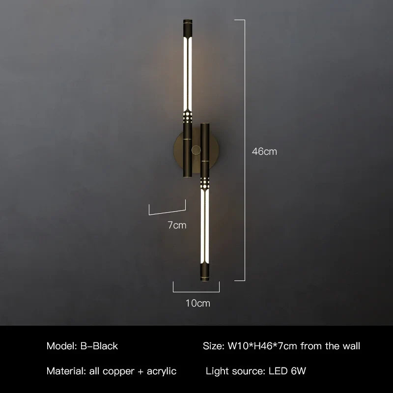 applique murale led design moderne en cuivre pour intérieur décoratif
