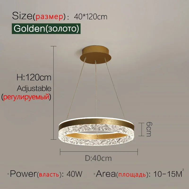 lustre led moderne en cristal pour décoration intérieure