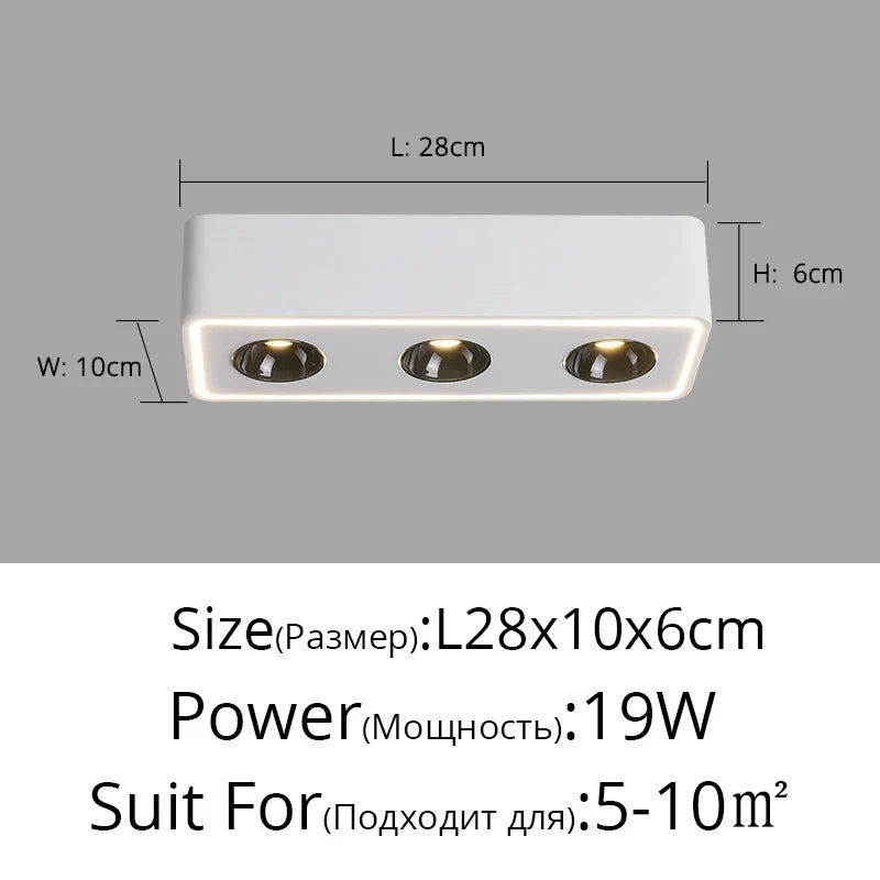 Spot carré led anti-éblouissement monté en surface
