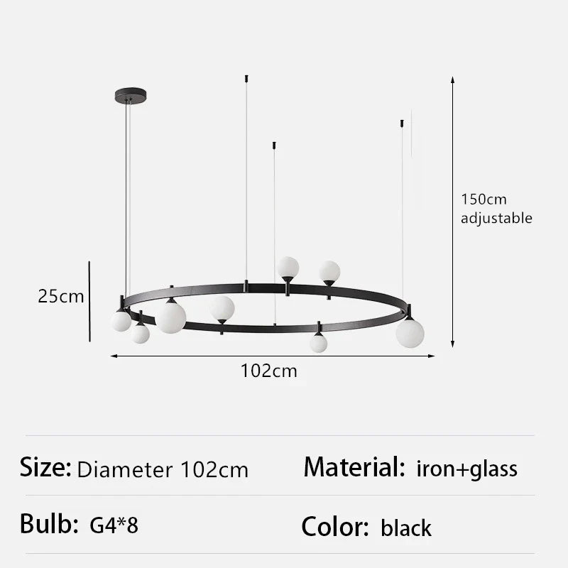 lustre moderne réglable en verre pour décoration artistique