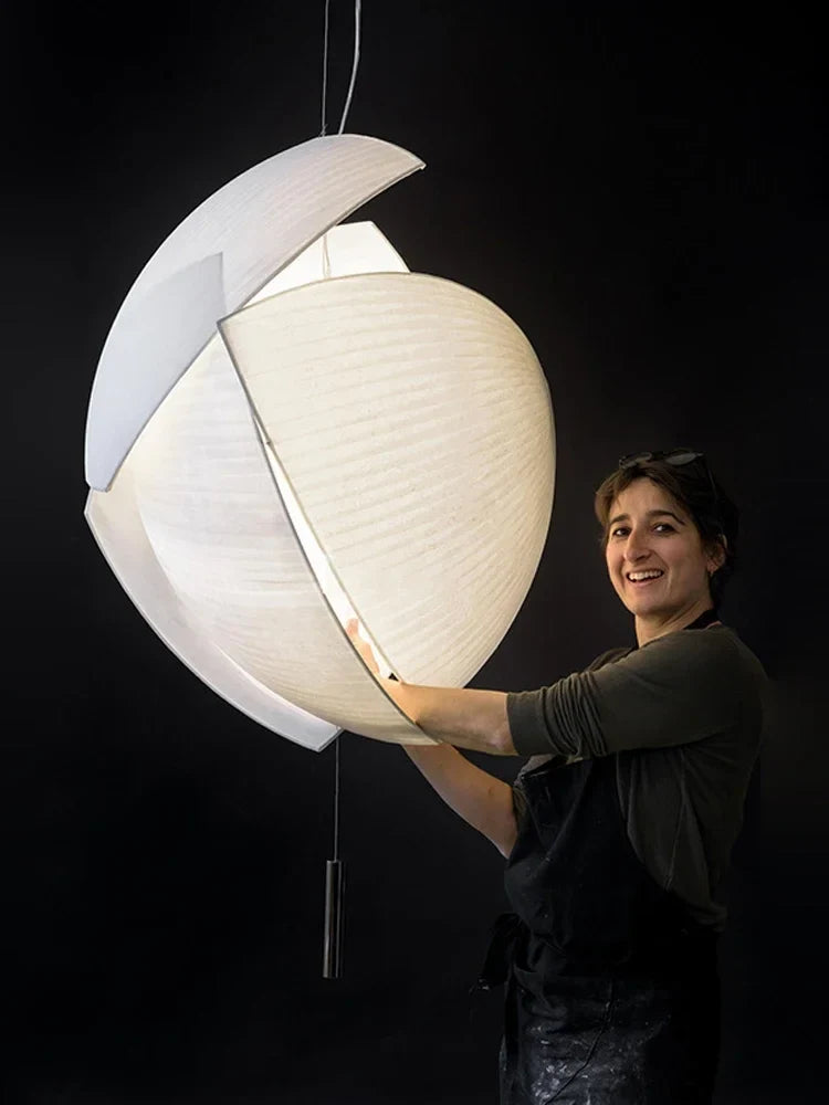 lustre led design moderne wabi sabi tissu éclairage décoratif