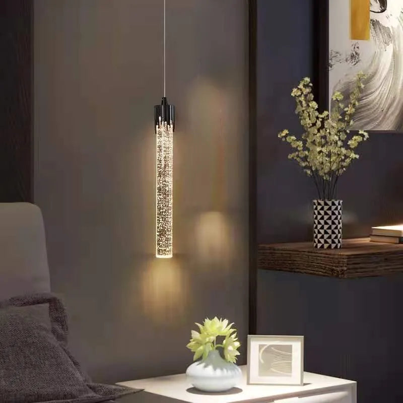Luminaires suspendus modernes barre de LED en cristal lampes de chevet suspendues salon chambre éclairage intérieur créatif décor à la maison barre