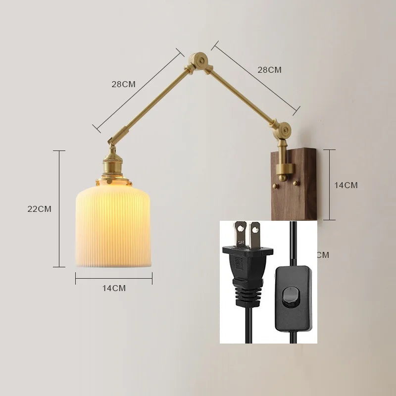 iwhd Applique murale led pivotante en cuivre avec interrupteur à chaîne