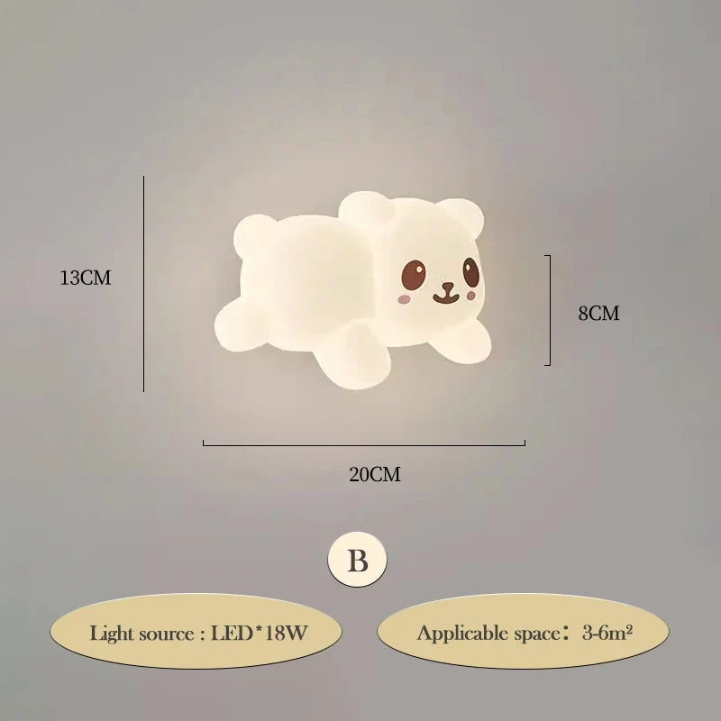 applique murale ours créatif pour chambre d'enfant décoration lumineuse