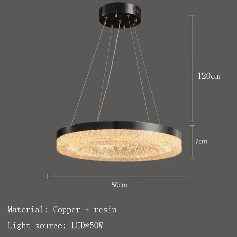 suspension minimaliste en résine de cuivre avec télécommande moderne