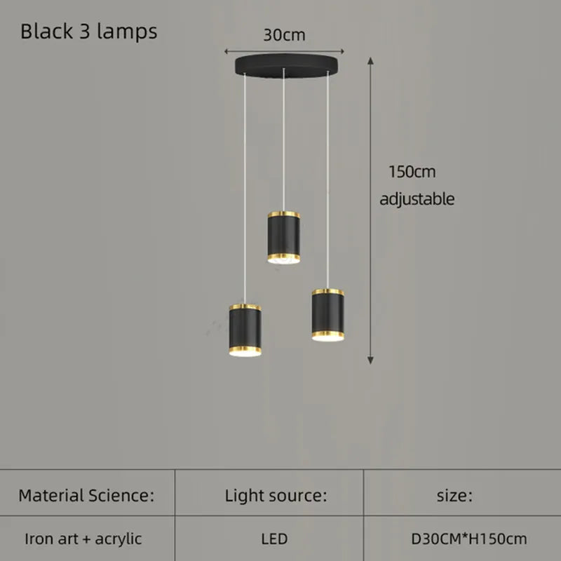 lustre long rotatif en acrylique pour éclairage intérieur décoratif