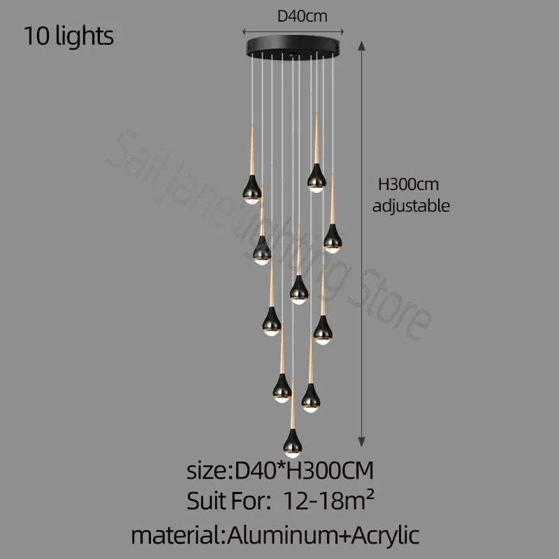 lustre long nordique moderne creux idéal pour loft hôtel appartement