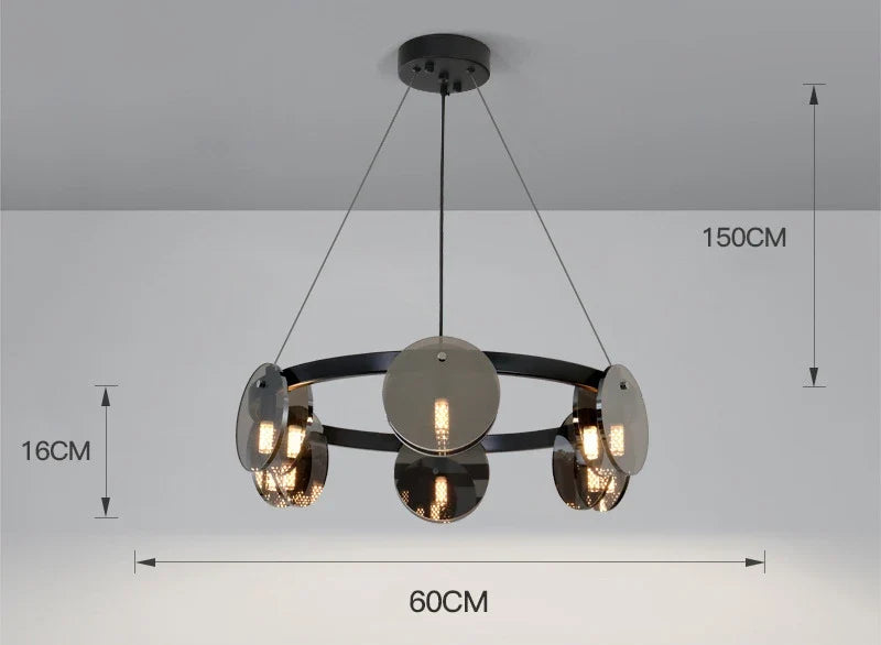 Suspension en verre noir moderne