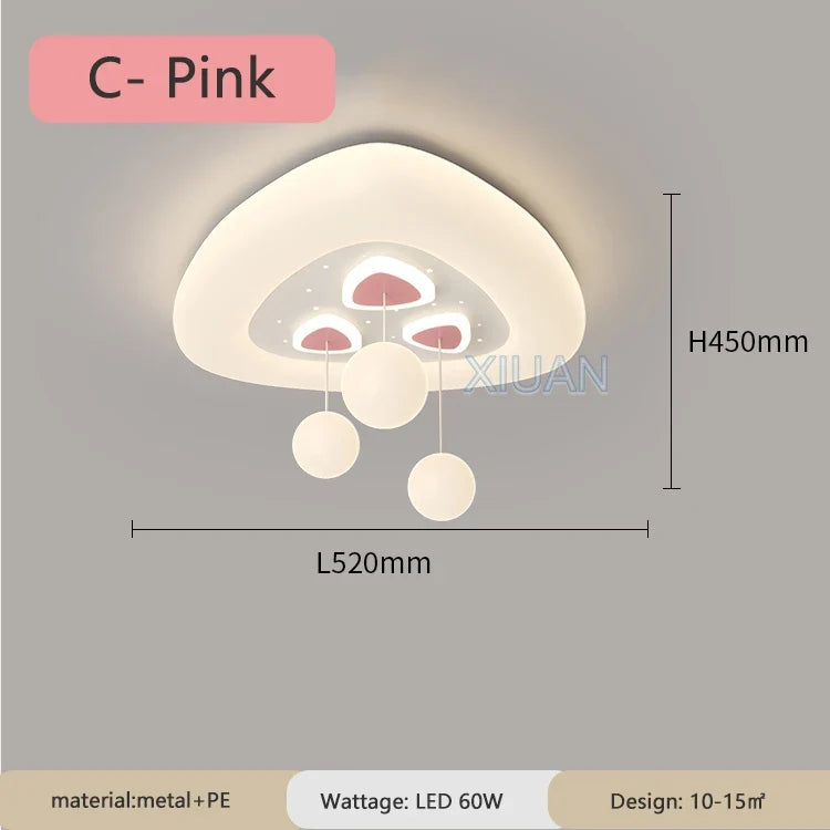 Full Spectrum Pink White Cloud Ceiling Lamps with Hanging Ball AC220V Nursery School Children Bedroom Kids Room Chandelier Light