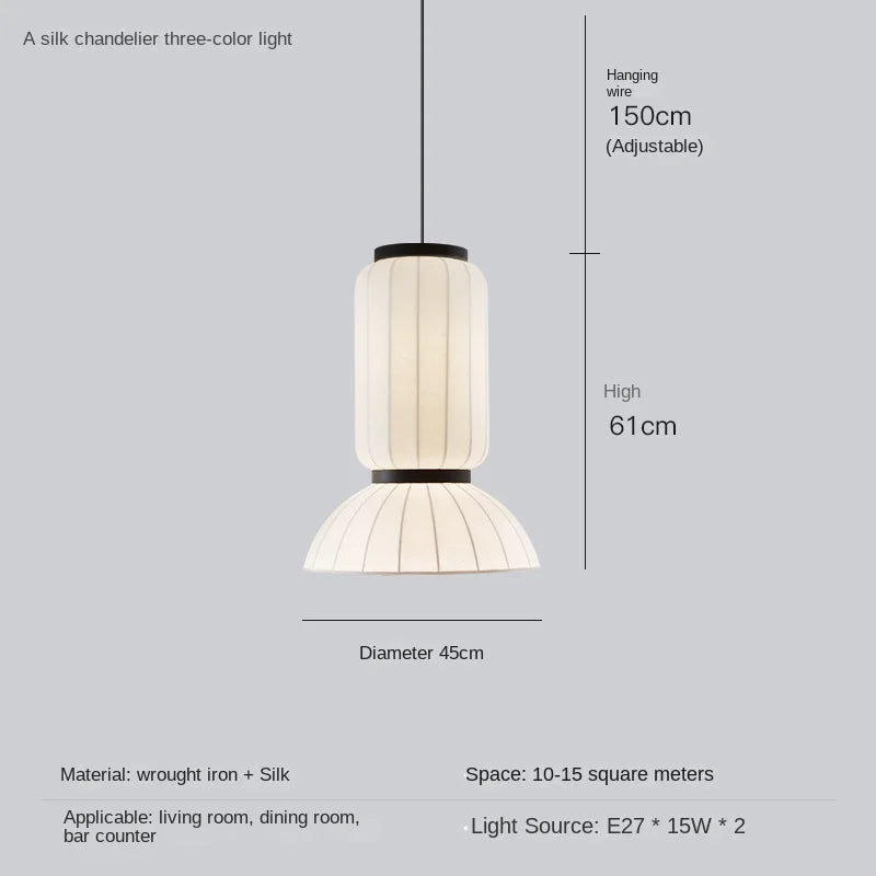 Lustre boule ovale en tissu style soie japonaise design