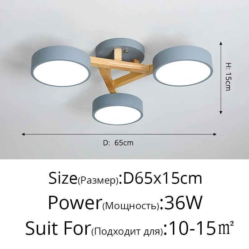 lustre led style nordique moderne en bois massif