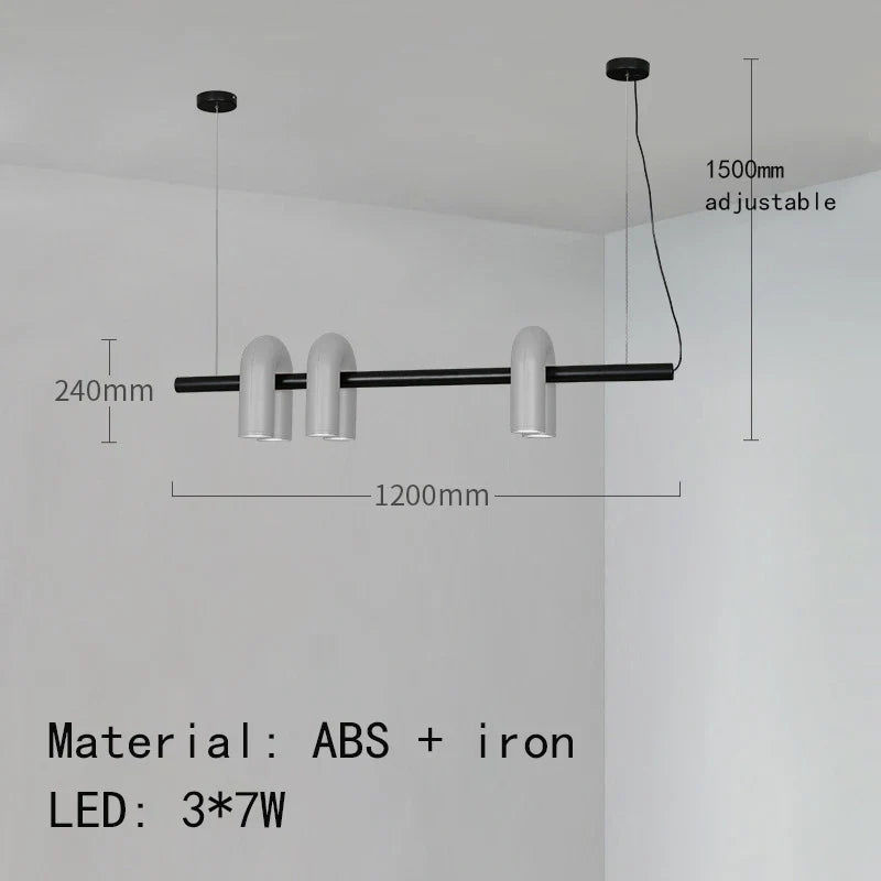 lustre art déco u tube en métal avec cordon réglable