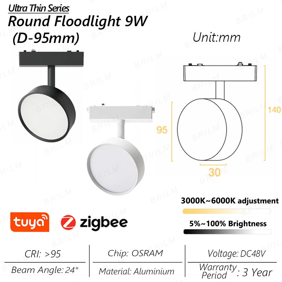 spot lumineux intelligent magnétique tuya zigbee à intensité variable